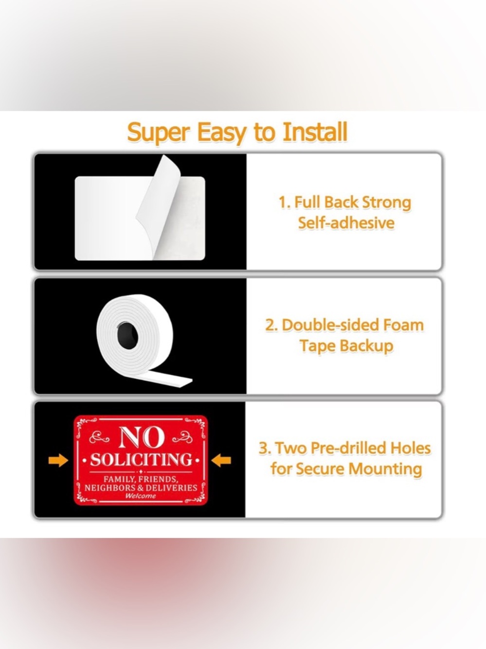 Pix* New! Red No Soliciting Sign Self-adhesive 6 x 4 inches Aluminum Metal Sign - Picture 5 of 8